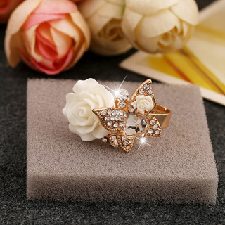 速发Colorful Resin Rose Flower Ring Opening Resizable Gothic