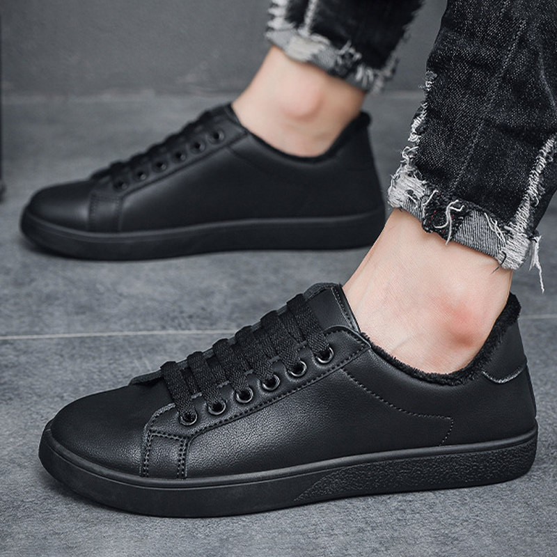 加绒板鞋男保暖棉鞋冬季新款小白鞋男士休闲商务工作皮面防水防滑,流行男鞋,棉鞋,淘宝优惠券,粉丝福利购,淘宝优惠卷