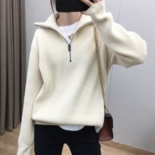 Oversize Zipper Knitted 推荐 Long Sweater Pullover Slee Women