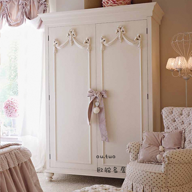 法式实木衣柜儿童房衣柜欧式雕花储物柜3开门4开门衣柜推拉门衣柜