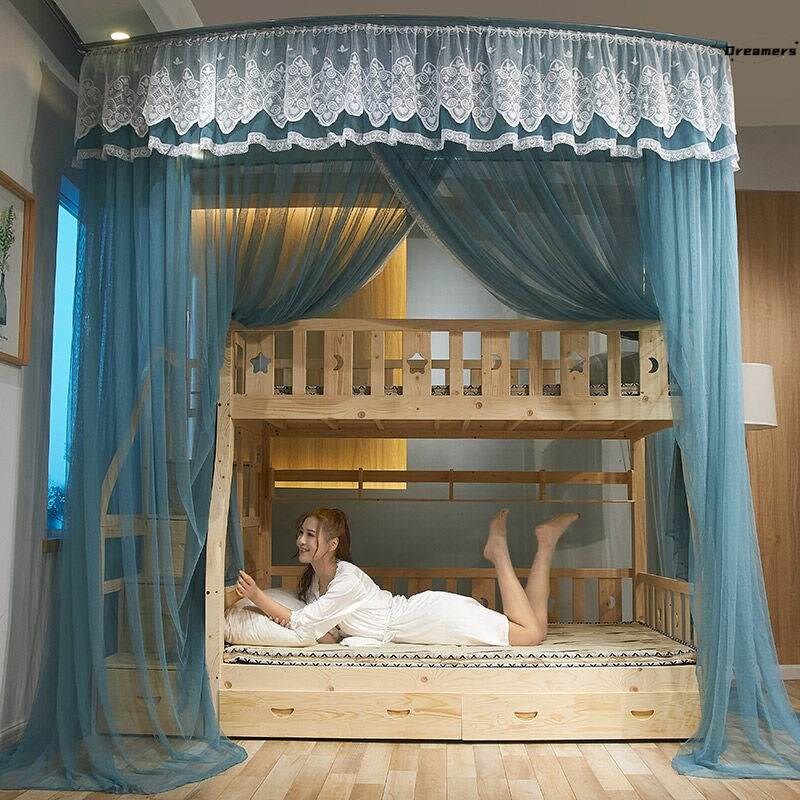 。可伸缩家用子母床蚊帐双层1.6米床儿童双层床U高低铺梯形u型