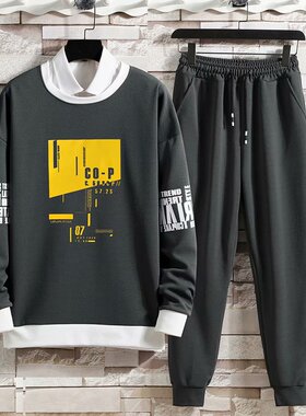 现货Spring Autumn Men's Sets Hip Hop Long sleeve PZrint