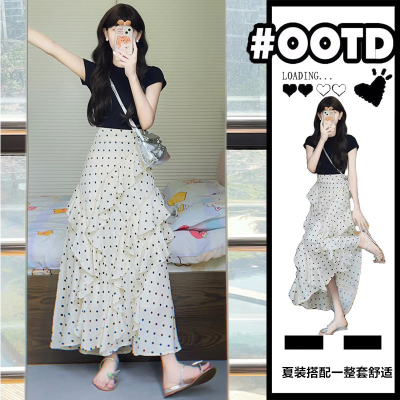 现货夏装搭配一整套御姐风连衣裙淑女气质穿搭盐系轻熟两件套装裙