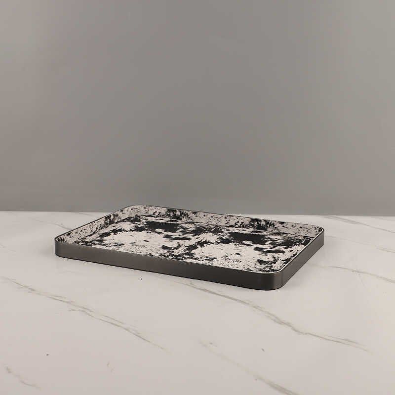 简约金属皮革托盘摆件家居饰品样板间酒店软装工艺马毛纹皮收纳盘,家居饰品,香薰托盘,淘宝优惠券,粉丝福利购,淘宝优惠卷