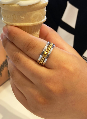 网红大码戒指男大号胖子超大可转动链条开啤酒瓶加肥加大食指指环