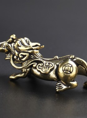 纯铜貔貅摆件家居客厅玄关招财纳福元宝貔貅门店四方纳财黄铜貔貅