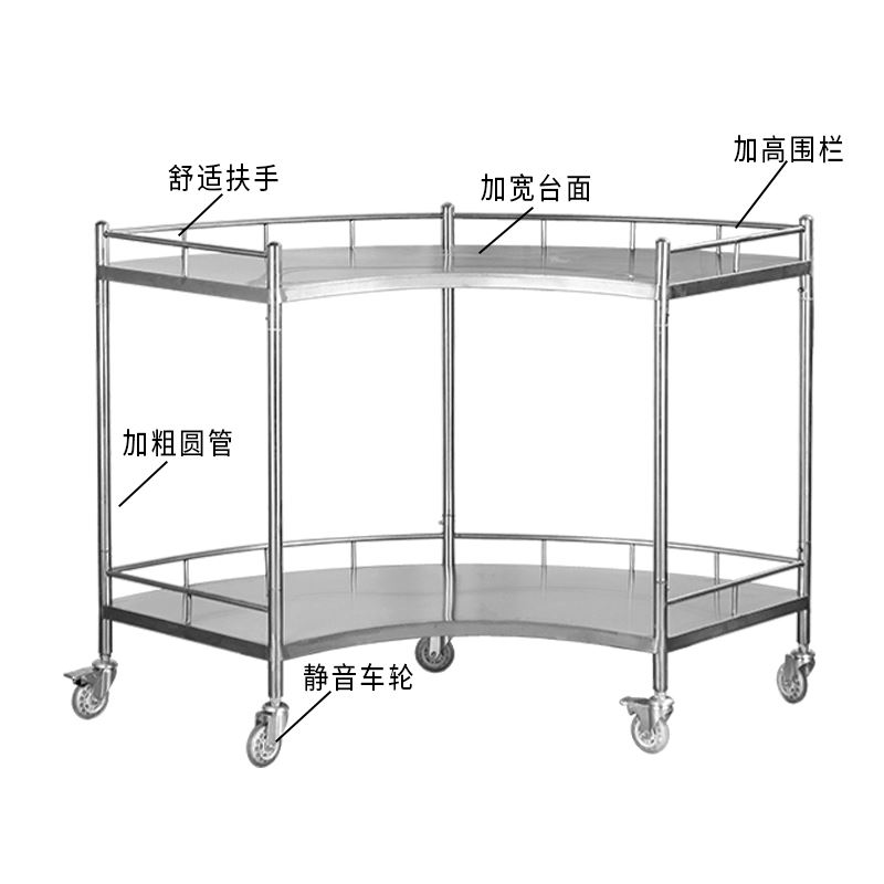 手推车不锈d钢工具台仪器手术室扇形器械车车扇形移动304操作台