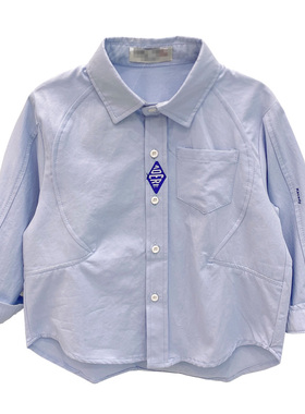 男童白色衬衫儿童学院风帅气长袖衬B衫2023春秋新款宝宝百搭棉上