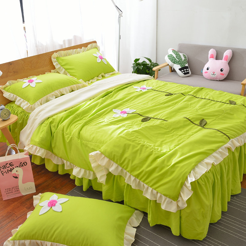 韩式公主风荷叶花边花朵夏被空调被床裙三四件套双人夏凉被可机洗,床上用品,化纤被,淘宝优惠券,粉丝福利购,淘宝优惠卷