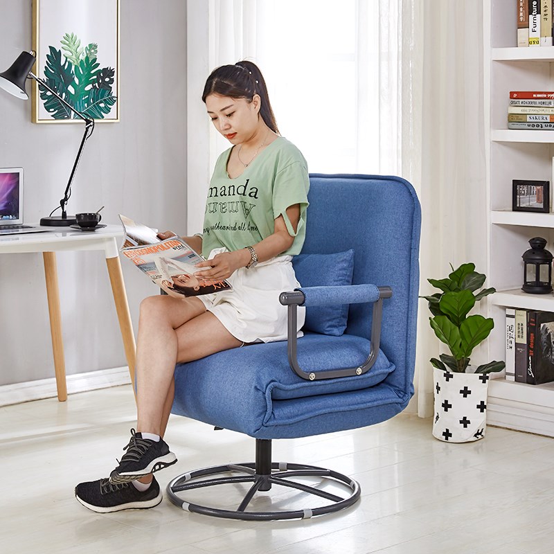 可躺折叠躺椅办公室可坐旋u转电脑椅两用午休单人床沙发椅午睡升
