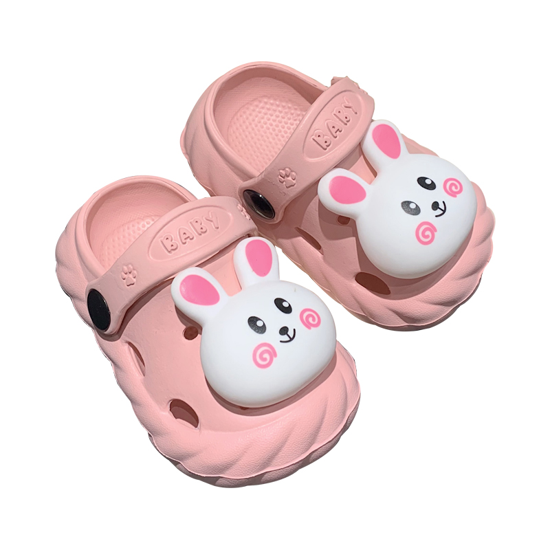 夏季外穿儿童g洞洞鞋时尚卡通小兔女童轻便防滑创意百搭宝宝凉拖
