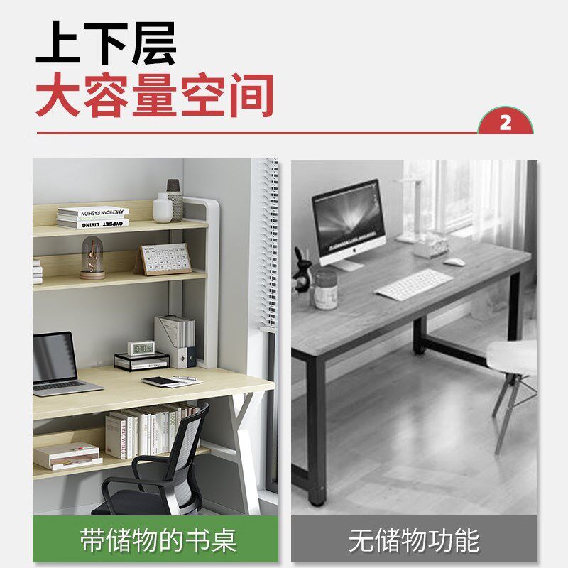 中学生多功能书桌书架一体桌高中生家用电脑桌台式简约学习写字桌,收纳整理,书桌收纳置物架,淘宝优惠券,粉丝福利购,淘宝优惠卷