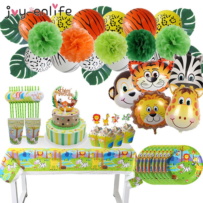 Jungle Animal Party Monkey Lion Foil Balloon Safari Birthda