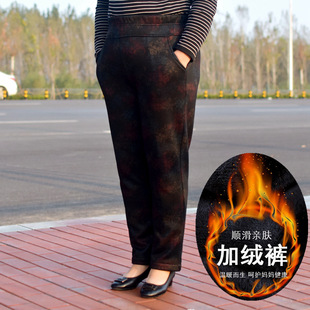 加绒超大码 女裤 棉裤 老人加肥加大码 子 200斤妈妈装 中老年人秋冬款