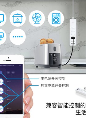 WiFi涂鸦智能家居巴西排插app语音定时4USBQ接口防浪涌智能插座