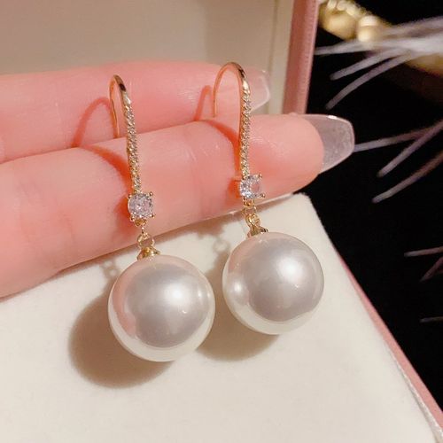高级感气质锆石珍珠耳钩轻奢通勤时尚耳饰2023年新款潮百搭耳环女