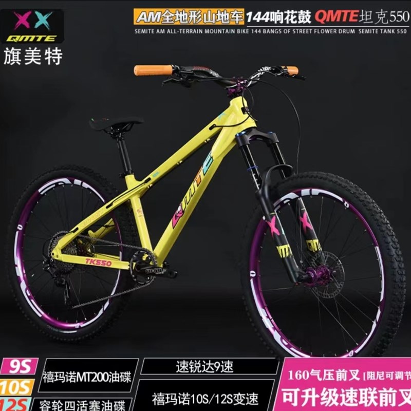 老王自行车坦克550AM高强度全地形山地车油碟气压前叉阻尼