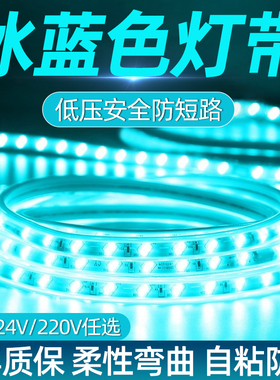 冰蓝色灯带led灯条自粘12V24V霓虹蓝色家用220V电竞氛围户外防水