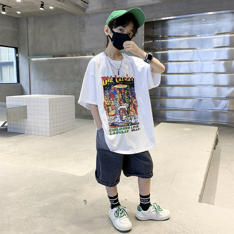 高货现货速发儿童夏装2022新款网红炸街男童装夏季套装运动潮酷帅