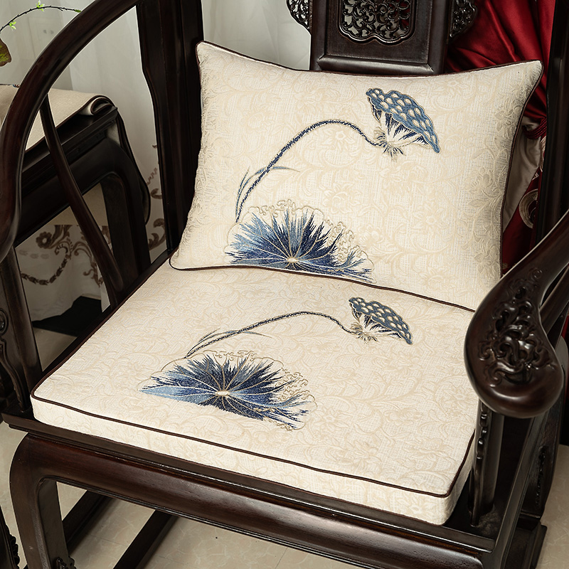 中式棉麻红木沙发坐垫太师椅垫圈椅餐椅垫子海绵棕垫乳胶防滑定制