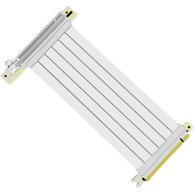 显卡竖立放加长强磁转向竖装支架套装PCIE3.0延长线白色直角90度