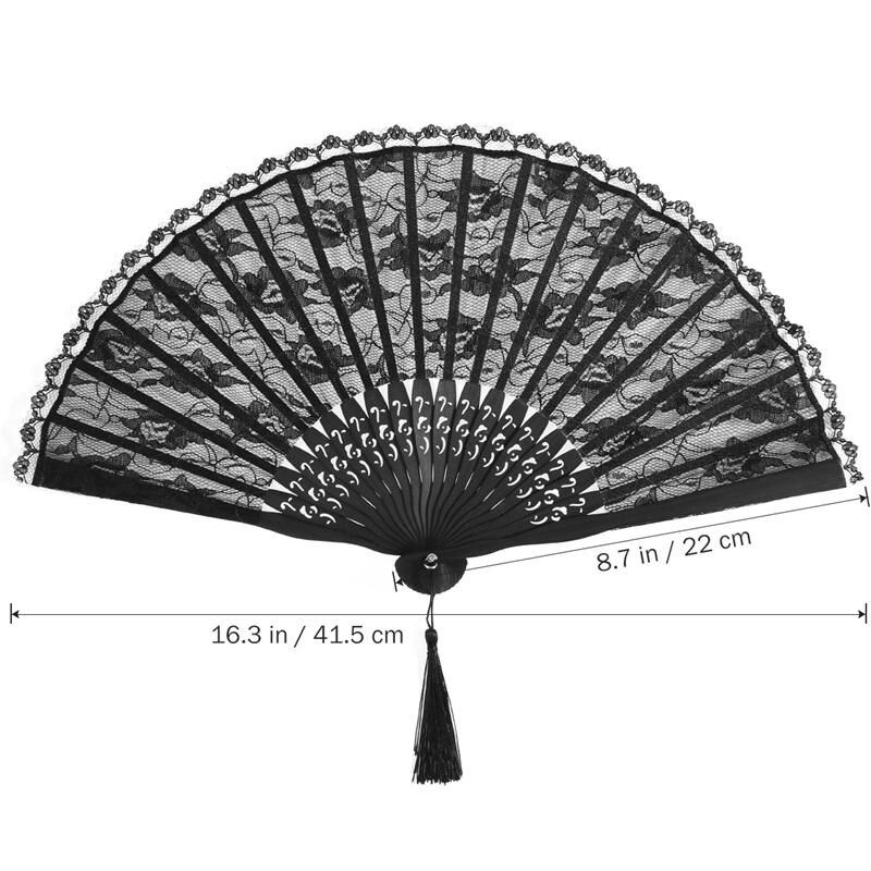 ROSENICE Black Spanish Victorian Hand Fan for Wedding Party
