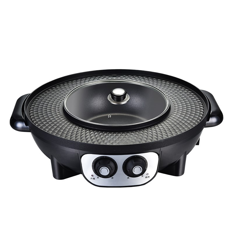 大号烧烤炉家用电烤盘无烟不粘肉可分离涮烤鸳鸯火锅烧烤一.0411w