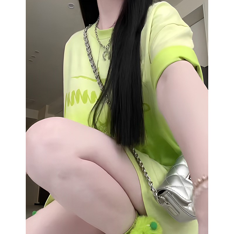 工厂销欧货大版t恤女夏季2024新款D宽松中长款短袖洋气时尚潮ins