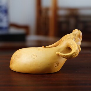 小叶黄杨木雕生肖牛气冲天财气摆件牛转乾坤手把件手工艺品收藏品