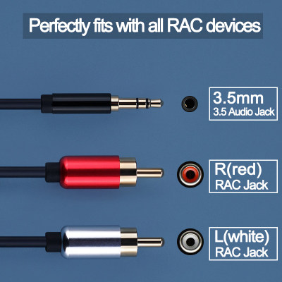 推荐2RCA to 3.5mm jack Audio Aux Cable 3.5mm jack to 2RCA Ma