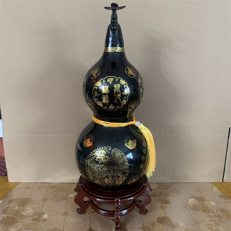 泰山墨玉葫芦福禄双全纳福家居风水摆件礼盒礼品工艺品