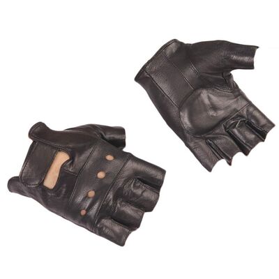 速发1 Pair Motor Punk Gloves Unisex Black PU Leather Fingerl