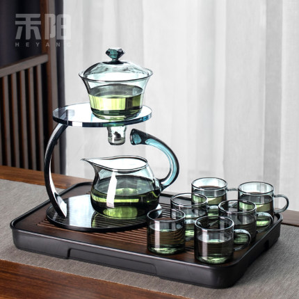 禾阳 玻璃茶具套装家用轻奢高档磁吸泡茶壶功夫茶杯懒人泡茶神器