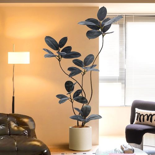 大型客厅落地摆件室内沙发电视柜旁边假植物黑金刚橡皮树仿真绿植