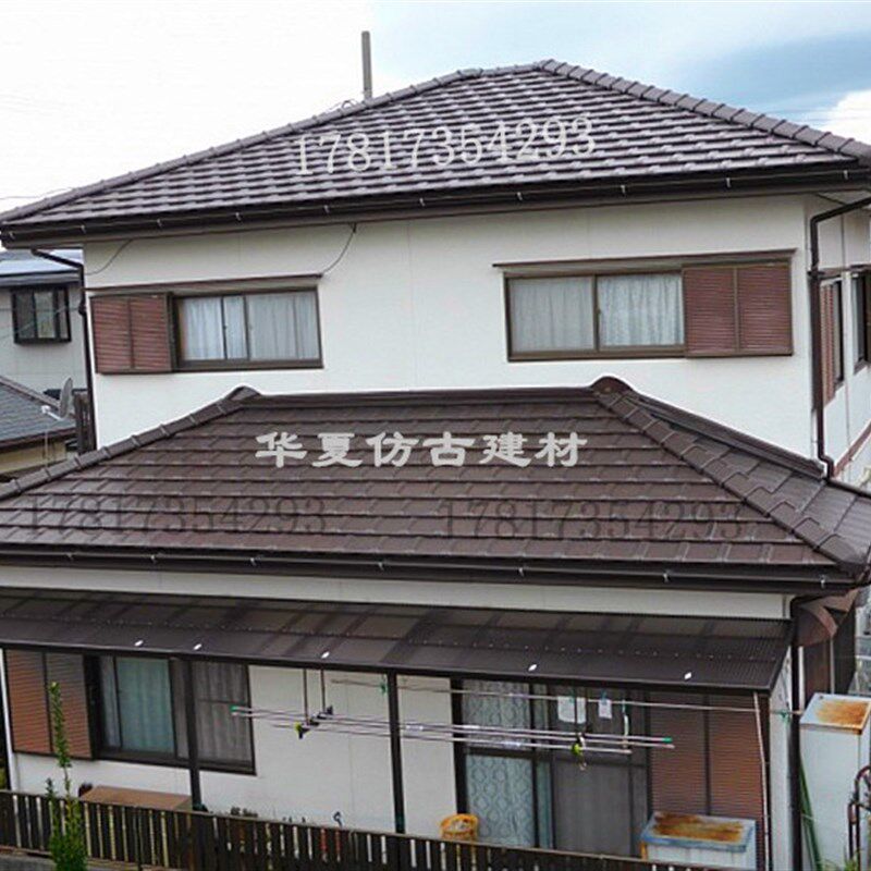 新中式屋面瓦别墅瓦屋顶瓦片紫砂粘土炽陶土瓦楼顶瓦片房顶平板瓦