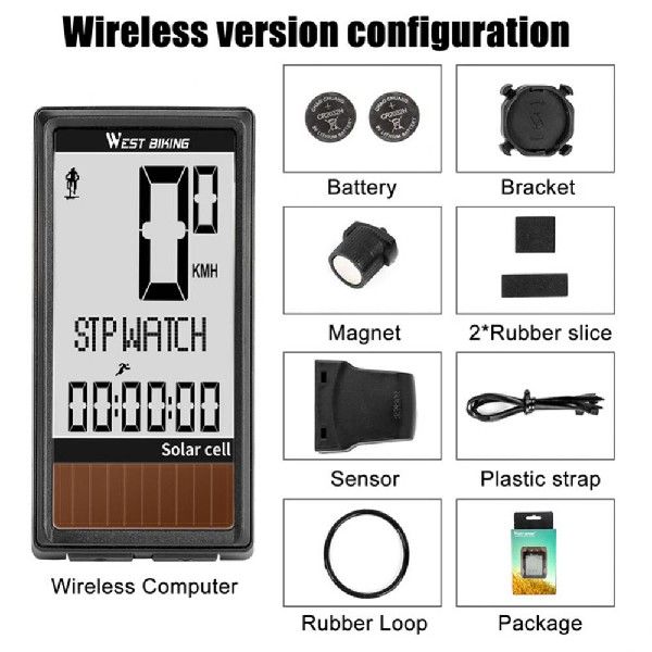 Wireless Solar Power Cuycling Computer Mountain Road Bike