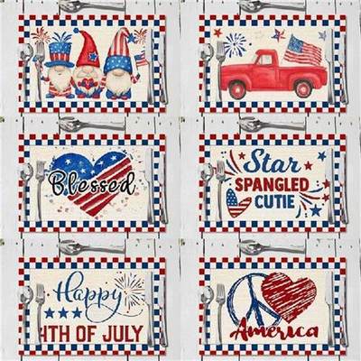 新品2022 New HXBB Independence Day Placemat Check Plaid