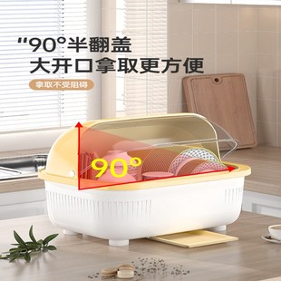 碗碟收纳架沥水碗架置物架碗盘带盖防尘碗柜家用多功能厨房收林祥