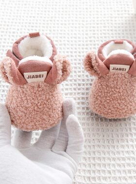 冬季宝宝棉鞋 新生婴儿儿鞋子鞋袜冬0-1岁布底软底秋冬加绒学步鞋