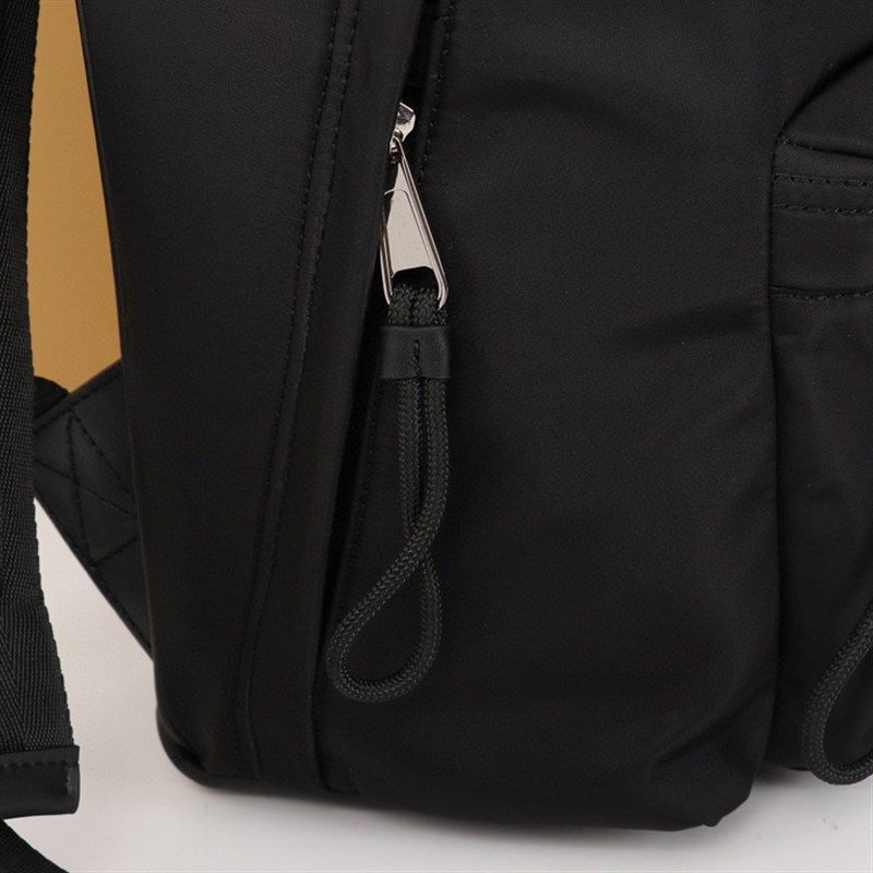 2024新款黑色休闲拉链书包双肩包简约大容量旅行包男女款背包