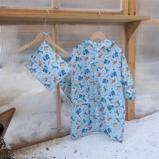 直销新品2d023新款儿童雨衣男童女童小学生小孩宝宝背包长款恐龙