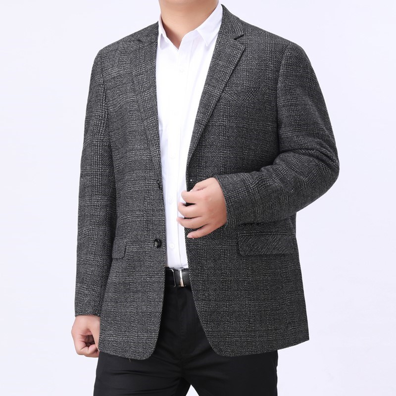 男士西装加肥加大码l宽松胖子西服特大号中年商务休闲春秋单西090