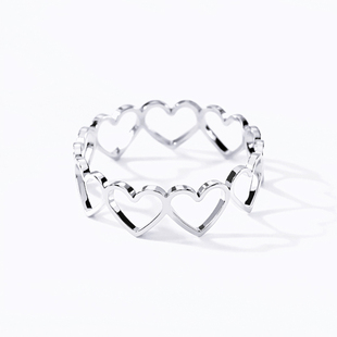 Women Steel 新品 For Heart Rings Gold Stainless Color Adjusta