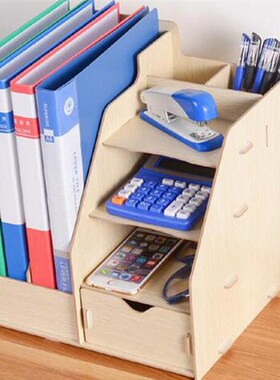 Storage Box Wooden Desktop A4 Multi-Layer File Shelf Office