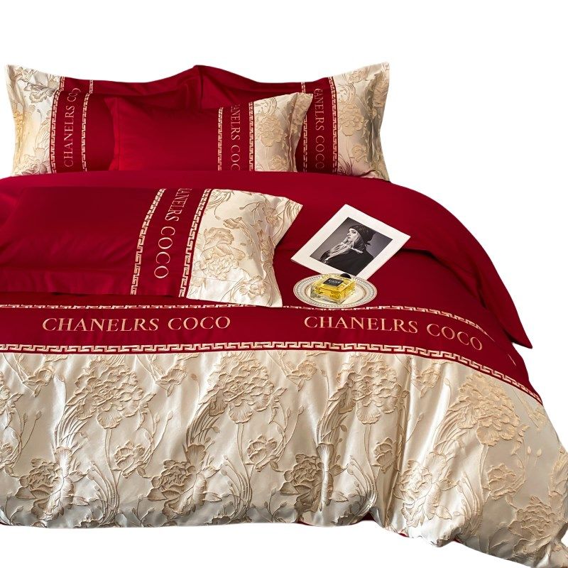 结婚四件套大红色床单被套备婚喜被婚庆床上用品婚房陪嫁,床上用品,婚庆床品套件,淘宝优惠券,粉丝福利购,淘宝优惠卷