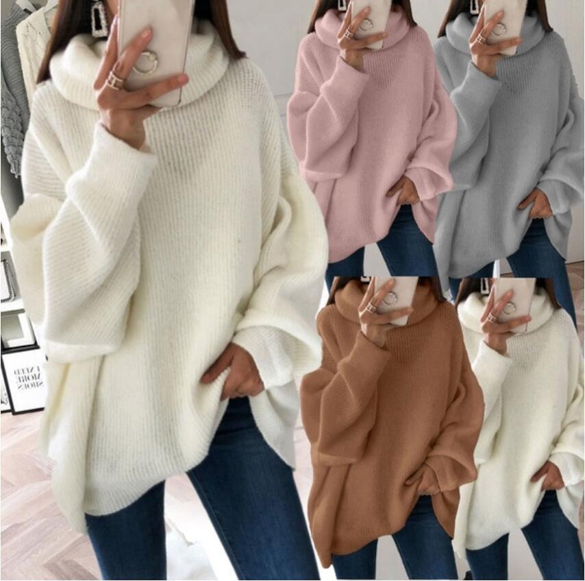 Women's fashion style sweater solid color turtleneck