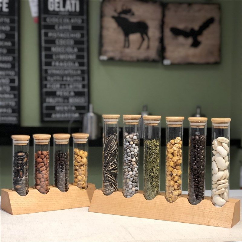 咖啡豆密封罐 吧台摆设茶叶展示罐 榉木玻璃试管展示架干果储物罐,餐饮具,配套器具,淘宝优惠券,粉丝福利购,淘宝优惠卷