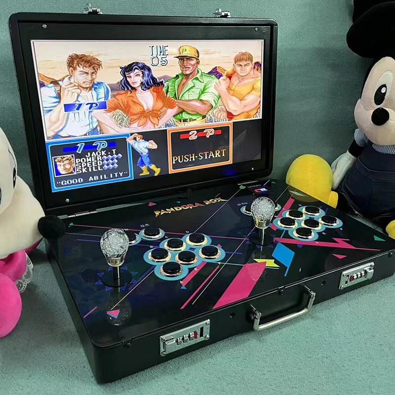 升级款21寸大屏便携式摇杆游戏机2024新款家用街机翻盖折叠一体机