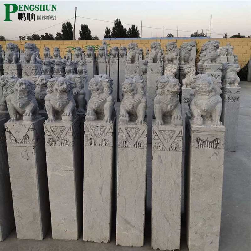 石雕拴马桩青石仿古做旧石柱子四方神兽动物雕塑庭院门口石摆件