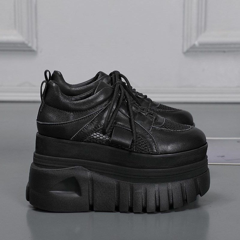 2025春季新款厚底11cm超高跟休闲网鞋女松糕单鞋透气百搭增高女鞋